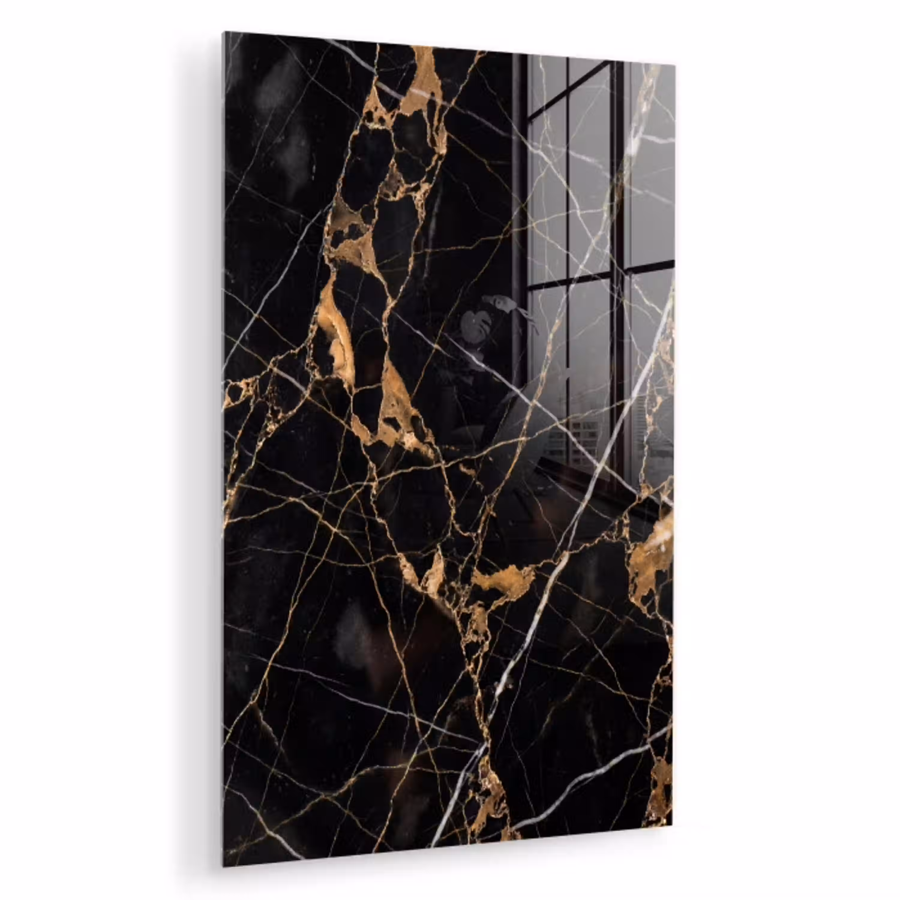 Marmer - Goud - Abstract - Zwart plexiglas 5mm klein -zzzproduct_nieuw