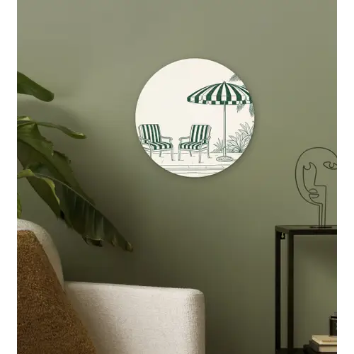 Terras - Illustratie - Groen Wandcirkel kunststof plaat 5mm dik klein -sfeer3