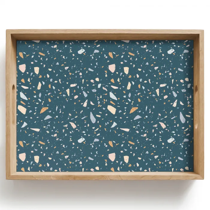 Terrazzo -  Patroon - Kleurrijk - Diep blauw Dienblad Rechthoek middel 911 -z3d_shopping