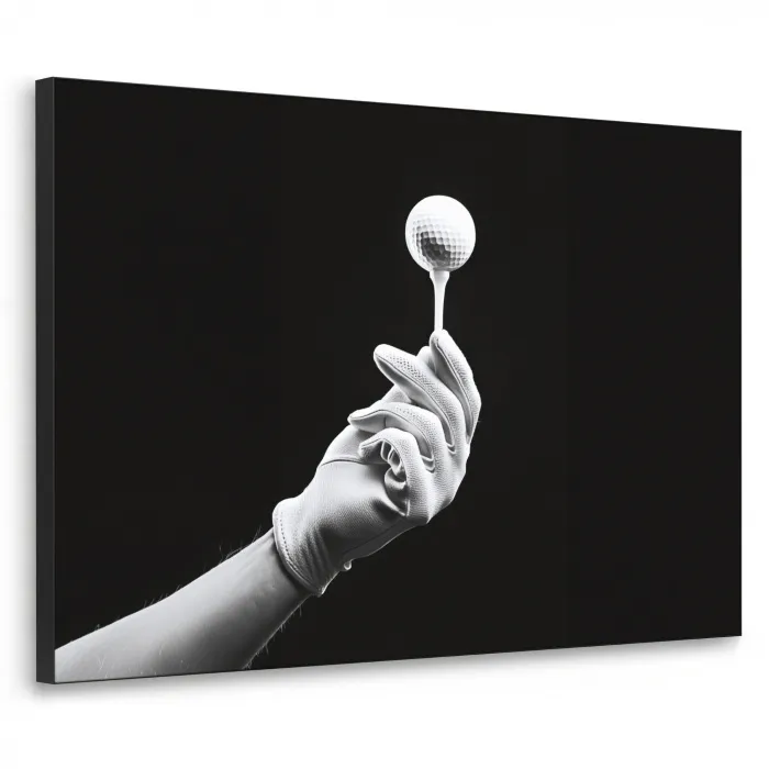 Golfbal - Zwart - Wit Textielframe zwart klein -3d