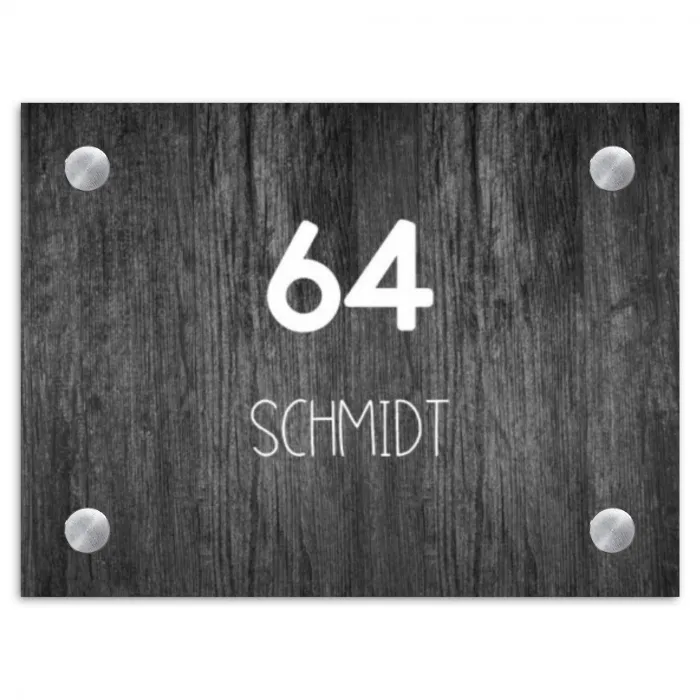 Donker hout - Modern Naambord Rechthoek middel -3d