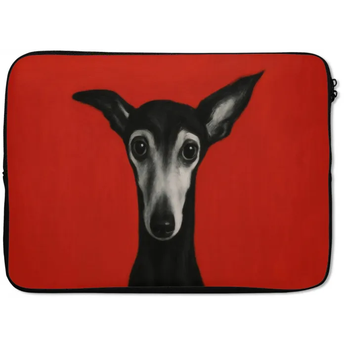 Windhond - Minimalistisch - Rood laptophoes neopreen klein -zkaufland3dotto