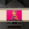 Kameel - Bloemen - Kimono - Waaiers keuken achterwand spatscherm klein -sfeer1