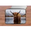 Schotse hooglander - Bruin - Water laptophoes neopreen klein -tafel