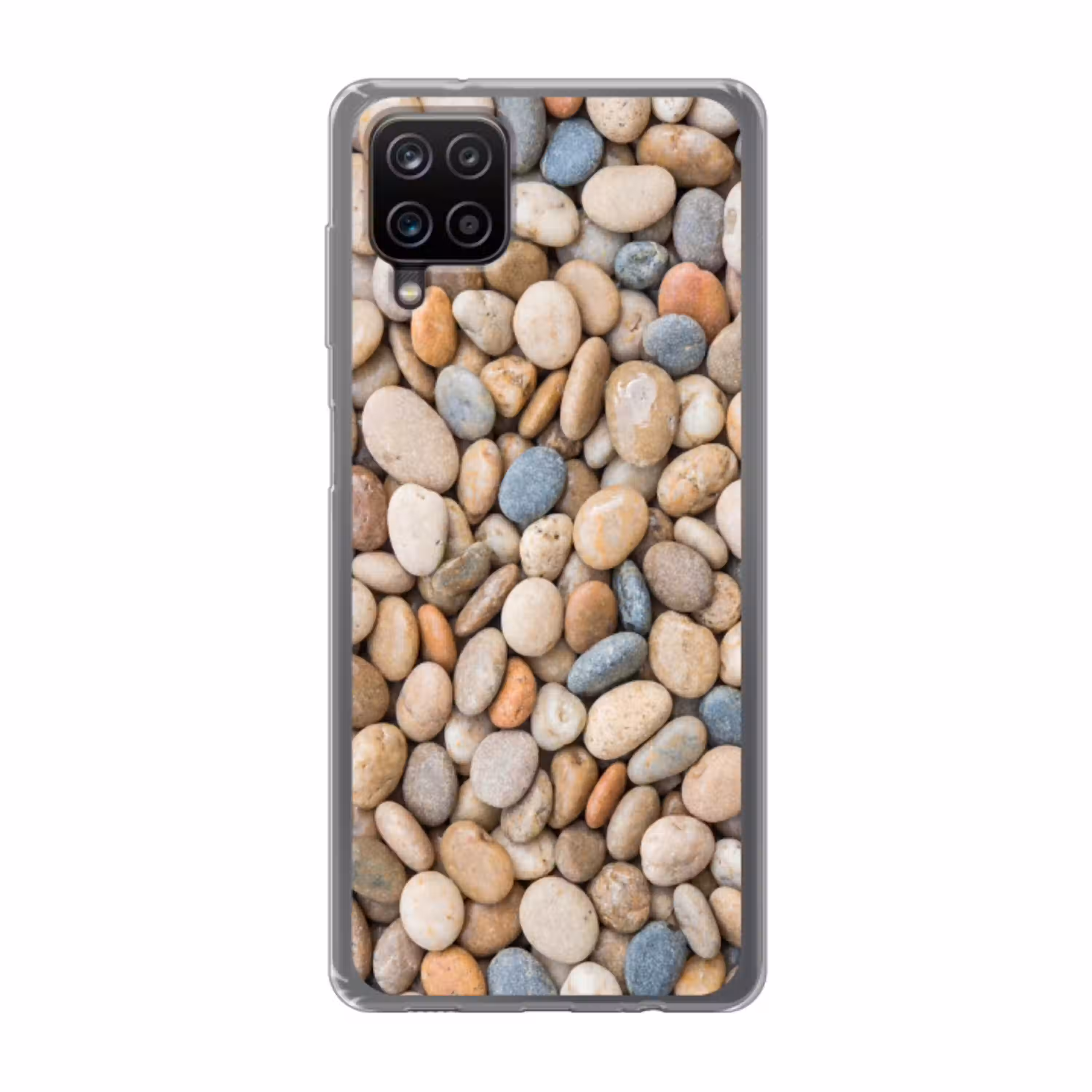 Kiezelstenen - Natuur - Textuur - Beige - Grijs Telefoonhoesje Samsung Galaxy A12 klein -3d
