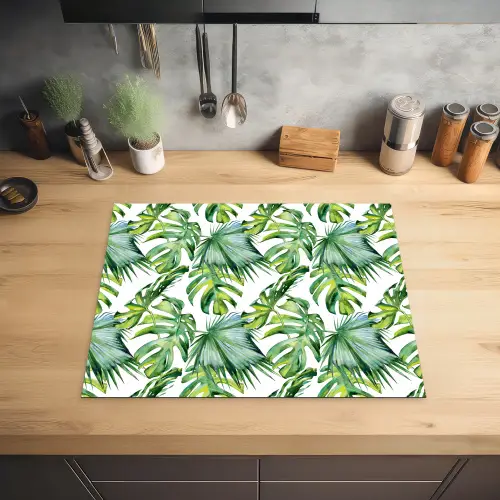 Bladeren - Monstera - Tropical - Jungle Inductie beschermer vinyl 3mm groot -sfeer5