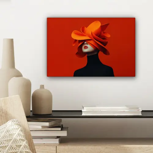 Oranje - Hoed - Vrouw canvas 2cm klein -sfeer6