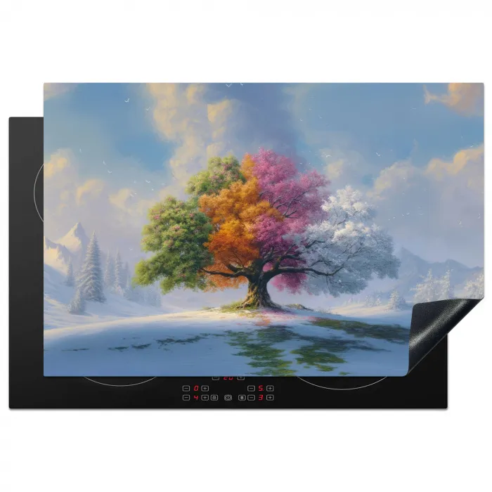 Boom - Seizoenen - Winter - Landschap Inductie beschermer vinyl 3mm klein -3d