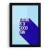 Today is a good day - Blauw - Schaduw fotolijst zwart zonder passe partout klein -3d