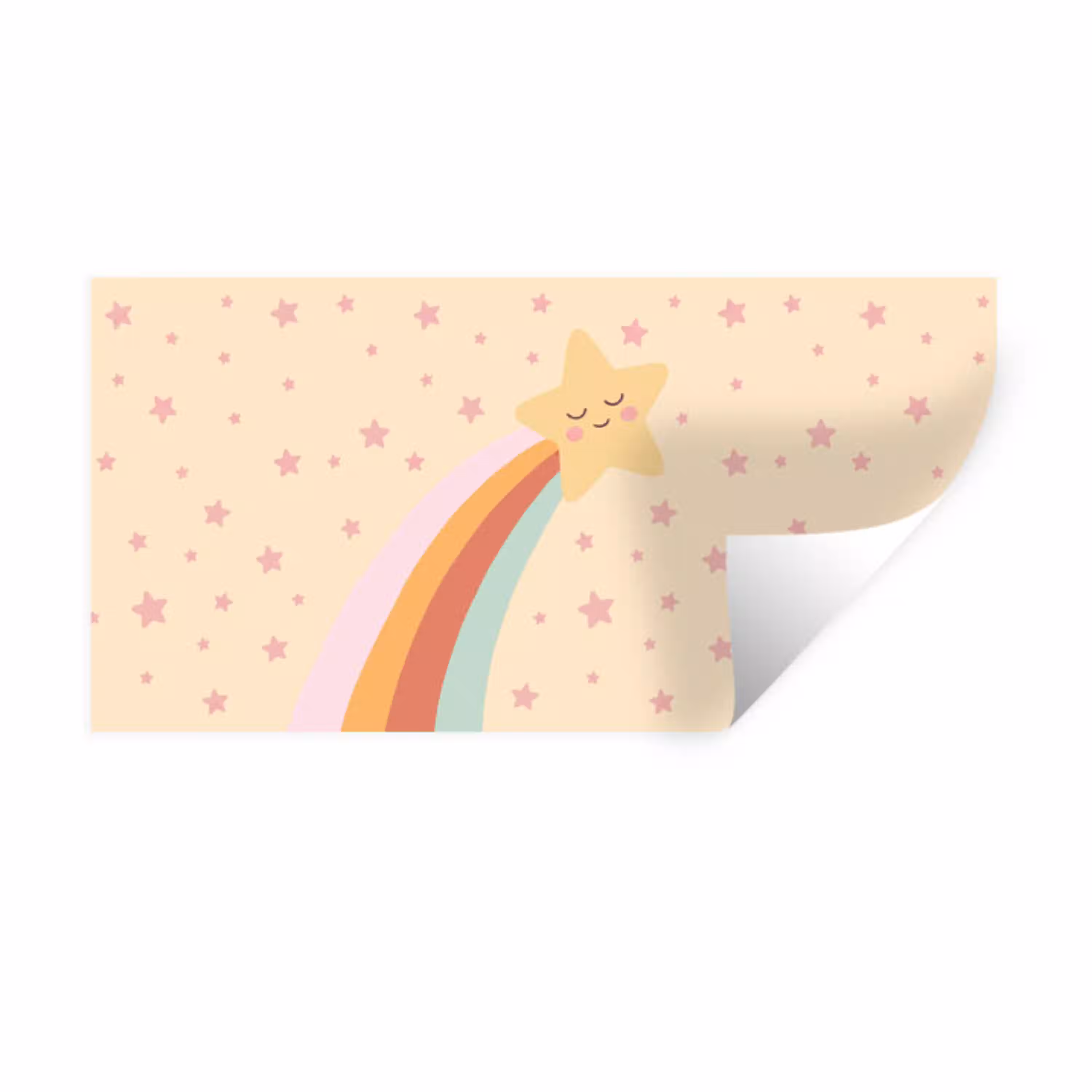 Ster - Regenboog - Nacht - Illustratie - Pastel Muursticker klein -3d