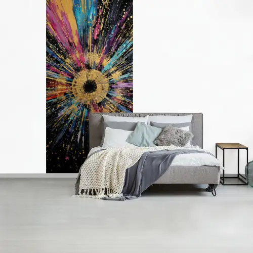 Explosie - Goud - Kleurrijk - Abstract fotobehang vinyl groot -slaapkamer