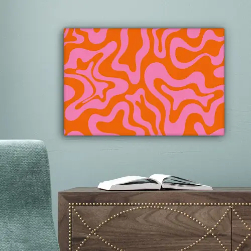 Patroon - Roze - Oranje - Abstract - Modern canvas 2cm klein -sfeer4