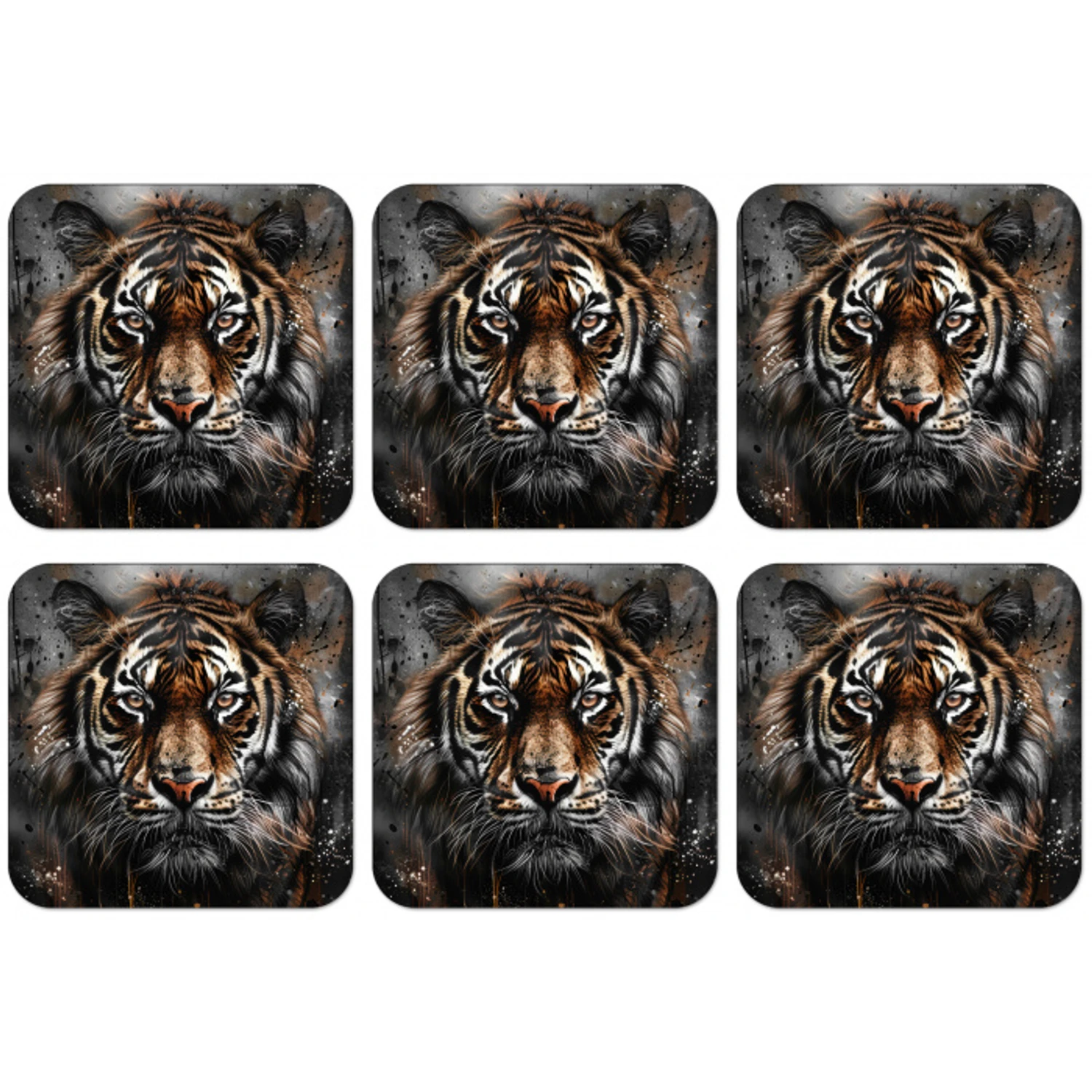 Tijger - Dieren - Portret - Luxe - Zwart onderzetter kurk middel -zkaufland3dotto