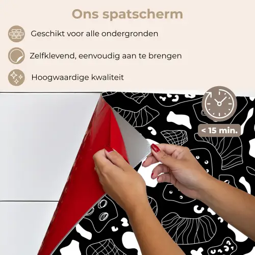 Wit - Zwart - Vormen - Patroon keuken achterwand spatscherm klein 900 -spatscherm_NL