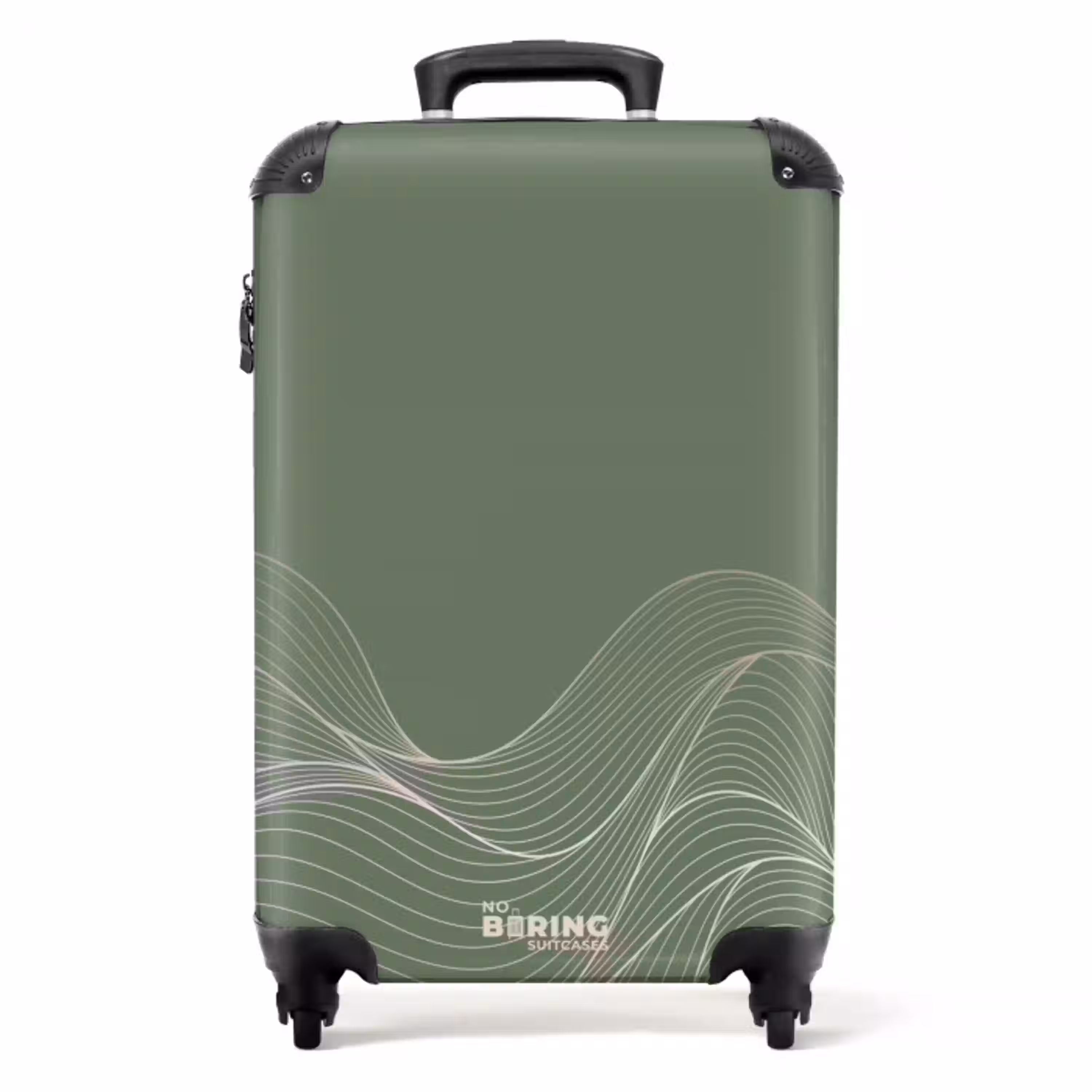 Minimal - Grijsgroen met golven NBS - Handbagage koffer - Unisex middel -productfoto_recht