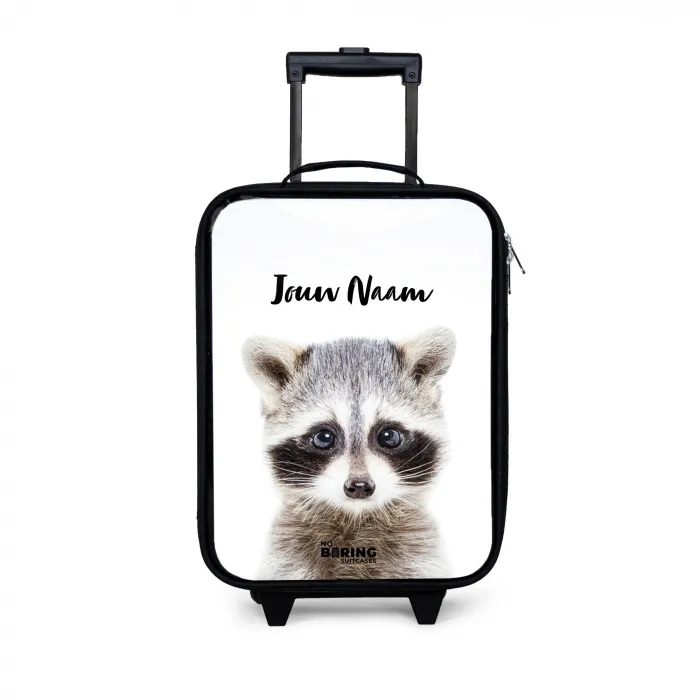 Rachid Racoon Kinderkoffer - Zwart klein -3d