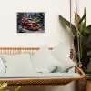 Kersttruck - Sneeuwbos - Rood tuinposter los doek klein -sfeer7
