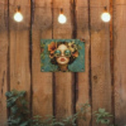 Vrouw - Bloemen - Vlinders - Natuur - Vintage tuinposter los doek klein -sfeer1
