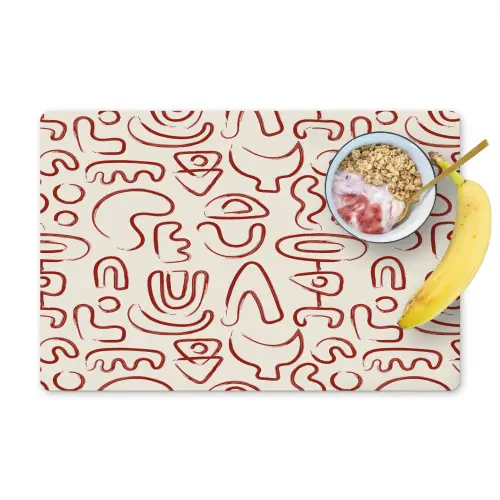 Beige - Vormen - Rood - Patroon Placemat vinyl groot 368 -zzzproduct_Kitchenyeah-website