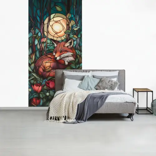 Vos - Mozaïek - Bos - Maan fotobehang vinyl groot -slaapkamer