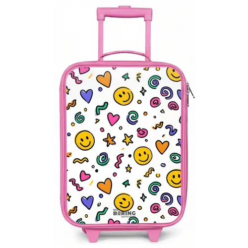 Smiley - Hartje - Ster Kinderkoffer - Roze klein -zz3dotto