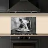 Varken - Schattig - Spaghetti - Zwart wit - Dier keuken achterwand spatscherm klein -sfeer1