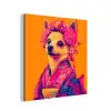 Kimono - Hondje - Bloemenkroon - Oranje aluminium wit klein -3d