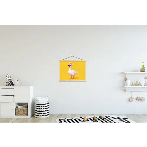 Eend - Zonnebril - Geel textielposter latten blank klein -kinderkamer
