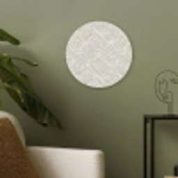 Abstract - Ruit - Beige Akoestische PET Vilt - Rond klein 838 -sfeer2