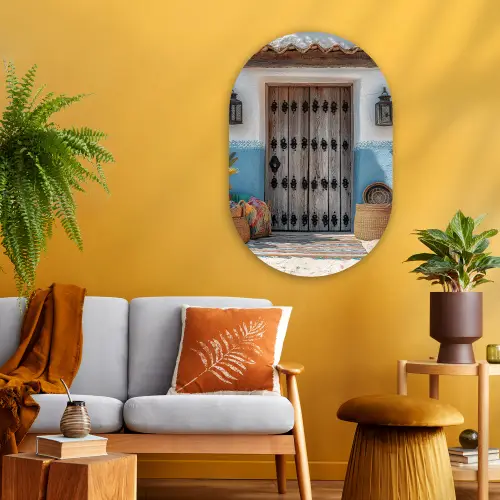 Deur - Manden - Planten Wandcirkel Ovaal Glas middel -sfeer4