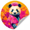 Kimono - Roze - Panda - Bloemenkroon Wandcirkel behangsticker klein -3d