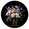 Pastel - Bloemen - Glazen - Vaas Wandcirkel kunststof plaat 5mm dik klein -3d