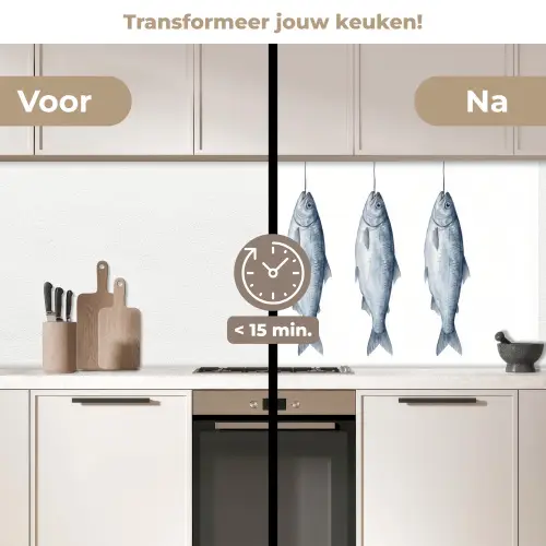 Vissen - Illustratie - Delfts - Blauw keuken achterwand 2 middel -voor-na2_NL