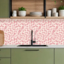 Doolhofpatroon - Roze - Wit - Abstract keuken achterwand 2 middel 871 -sfeer3