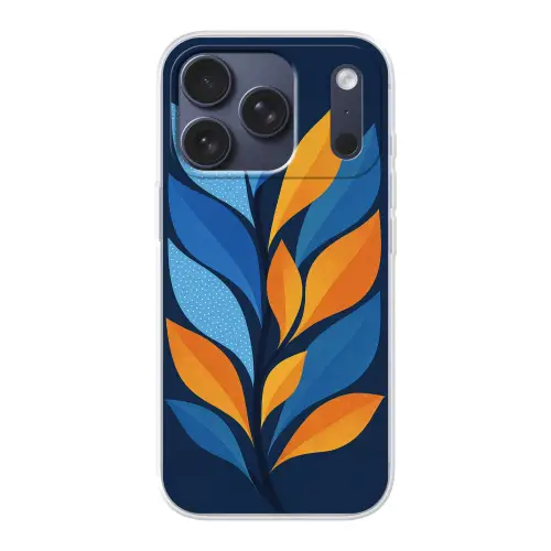 Abstract - Bladeren - Blauw Telefoonhoesje iPhone 17 Pro klein -3d