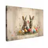 Konijnen - Bloemen - Eieren Tuinposter op houten frame 2 cm dik klein -3d