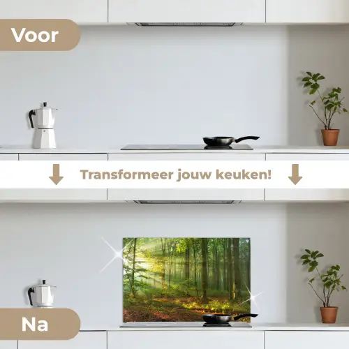 Zon - Bos - Bomen - Natuur - Herfst keuken achterwand spatscherm klein -voor_na_NL