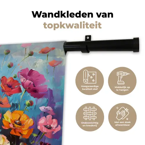 Bloemen - Kleurrijk - Waterverf - Natuur - Zomer Wandkleed katoen klein -sfeer2