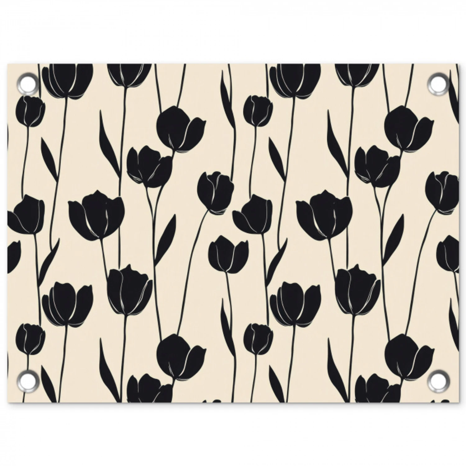 Tulpen - Patroon - Zwart tuinposter los doek klein 239 -3d