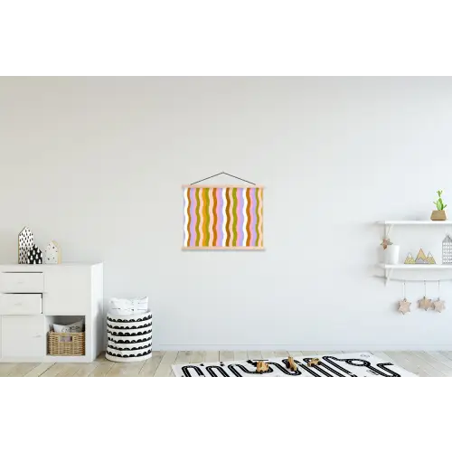 lijnen - Golven - Pastelkleuren - Patroon textielposter latten blank klein -kinderkamer