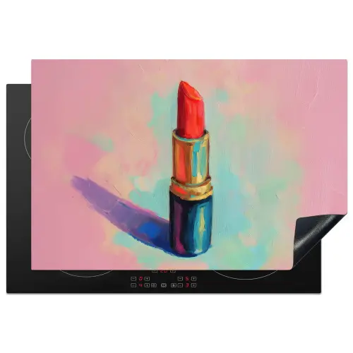 Lippenstift - Rood - Penseelstreken Inductie beschermer vinyl 3mm klein -3d