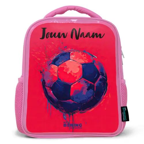 Voetbalvibes - Verf - Blauw - Rood Kinderrugzak - Roze middel -3d