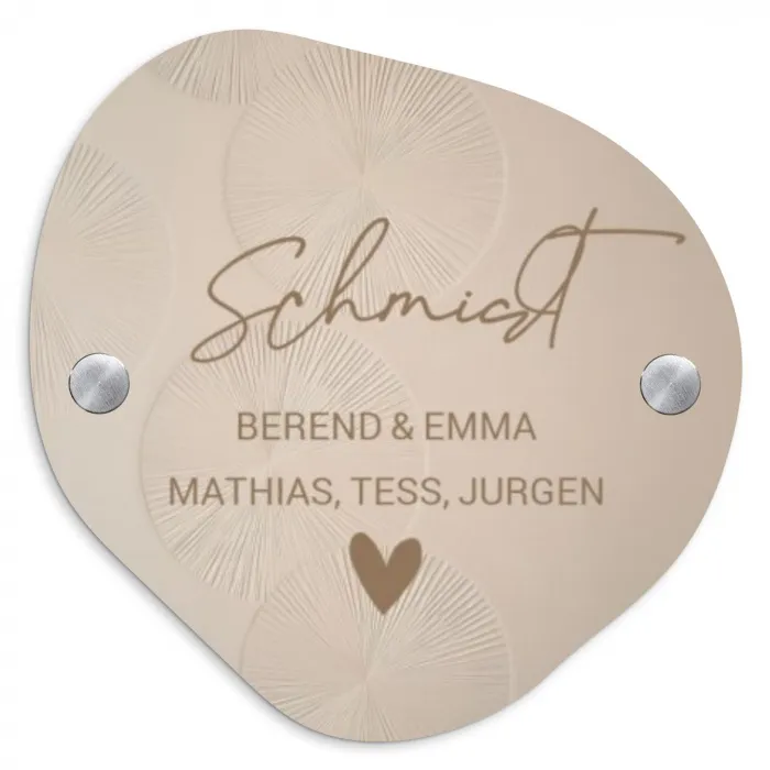 Beige reliëf lijnen - Sierlijk Naambord Organisch middel -3d