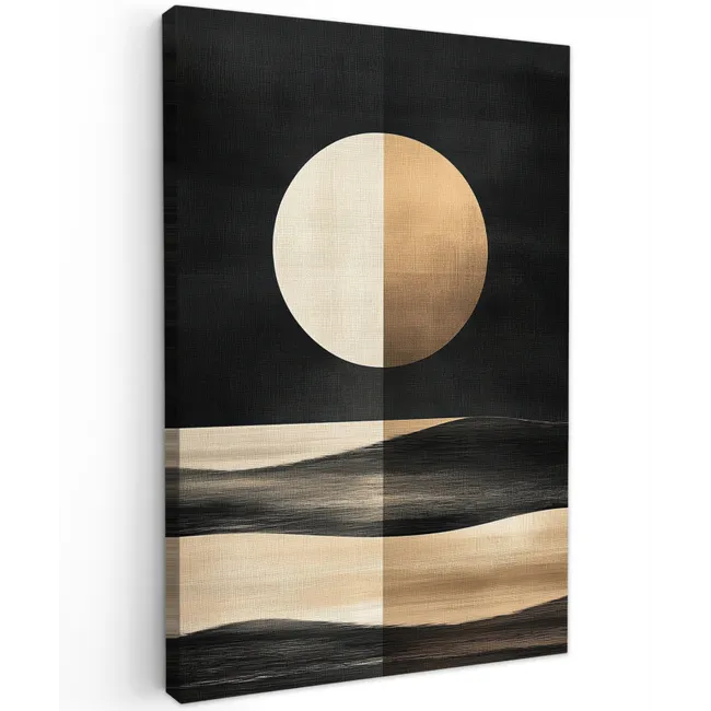 Maan - Cirkel - Goud Tuinposter op houten frame 2 cm dik klein -3d