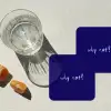 Why not - Blauw - Handgeschreven onderzetter kurk middel -sfeer4
