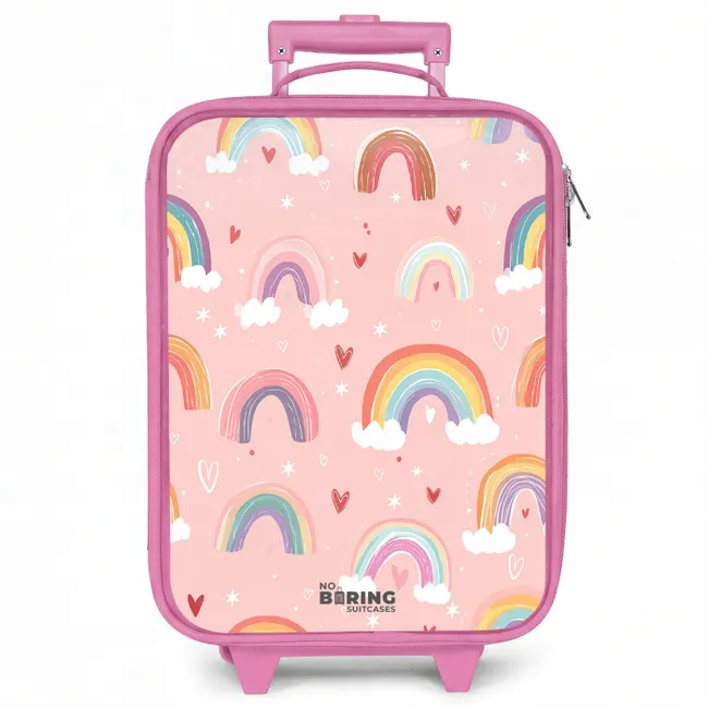 Kinderkoffer roze - Regenbogen op een roze achtergrond