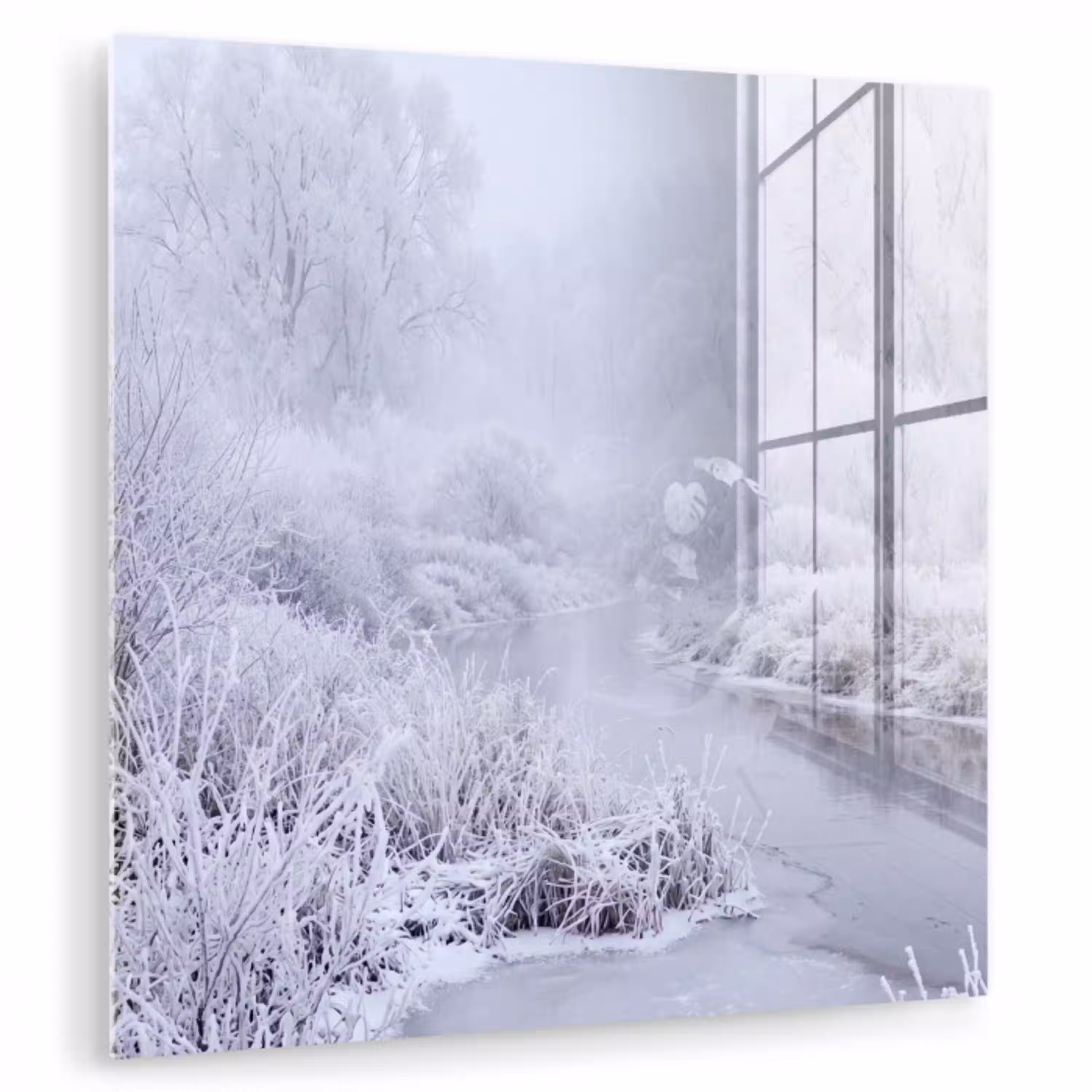Rivier - Sneeuw - Bos - Winter - Schilderachtig plexiglas 5mm klein -zzzproduct_nieuw