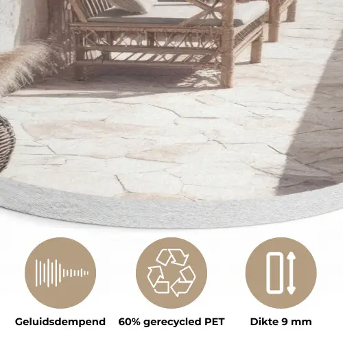 Terras - Stoelen - Strand - Beige Akoestische PET Vilt - Rond klein -closeup_NL