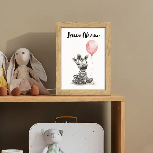 Zebra - Baby - Dieren - Roze ballon Light Box met kabel (Kinderlampje) klein -sfeer2_kind