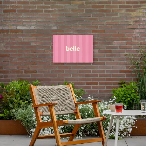 Roze - Gestreept - Belle Tuinposter op houten frame 2 cm dik klein -sfeer3